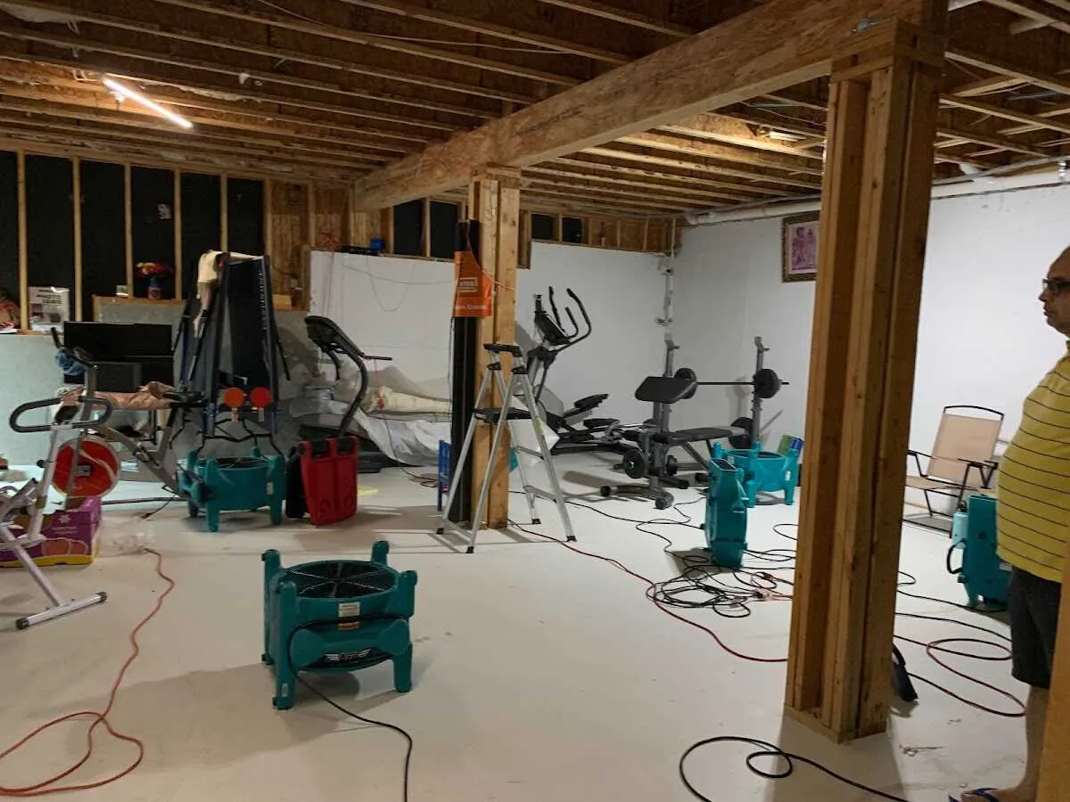 Basement drying equipment setup for Structural Drying in Missouri City